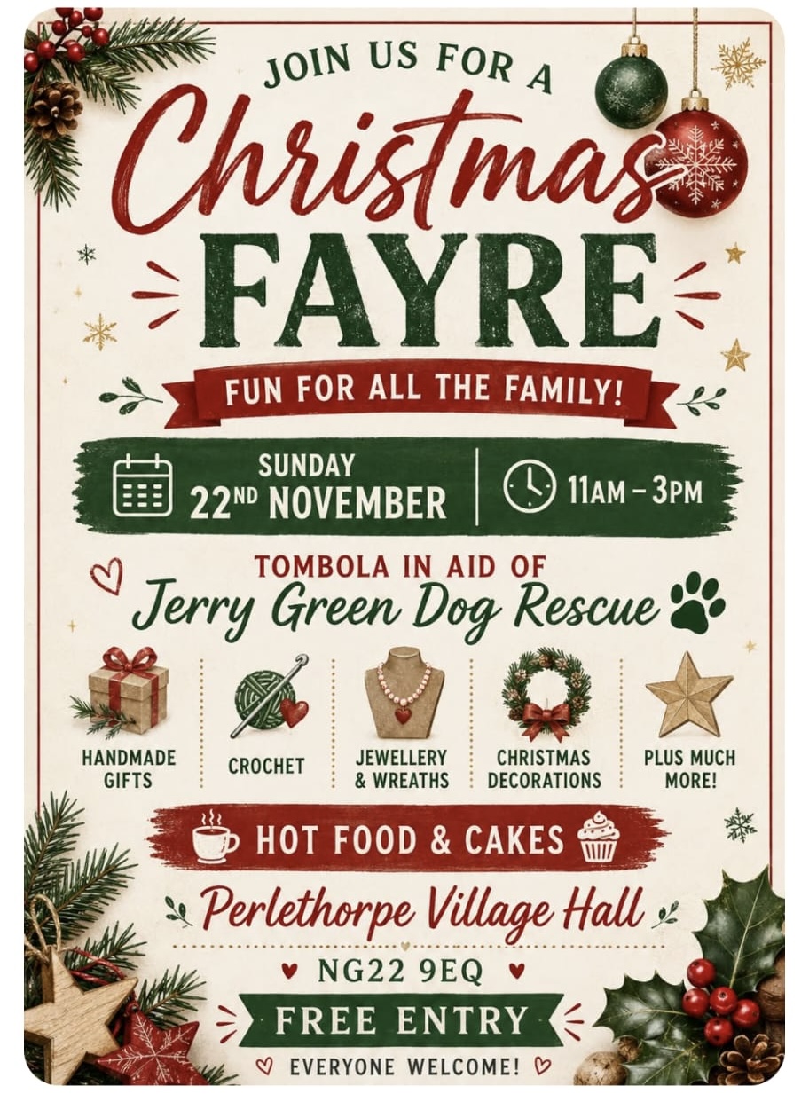 Perlethorpe Village Hall Christmas Fayre poster