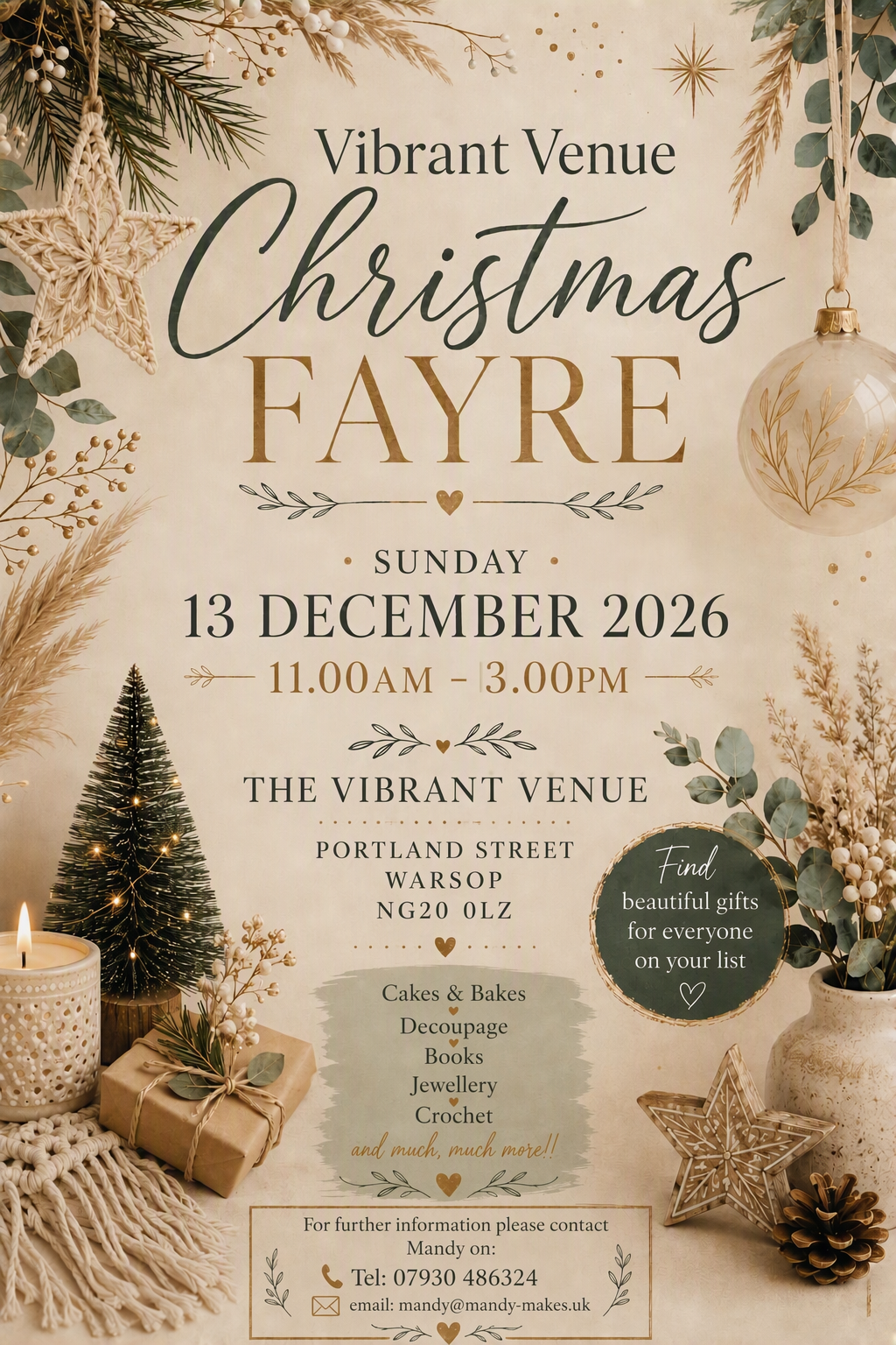 Vibrant Venue Christmas Fayre poster