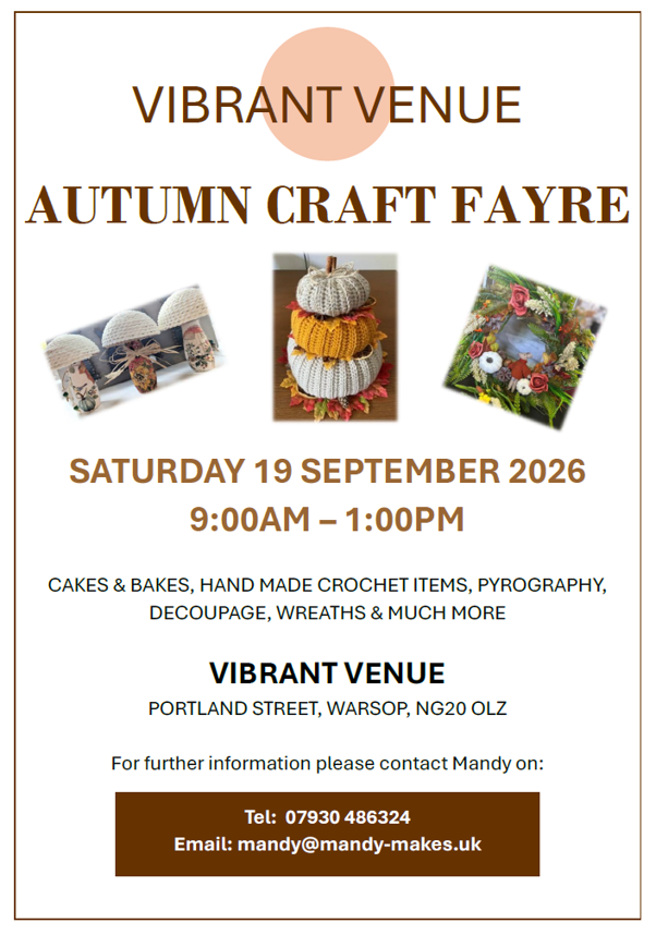 Vibrant Venue Autumn Craft Fayre poster